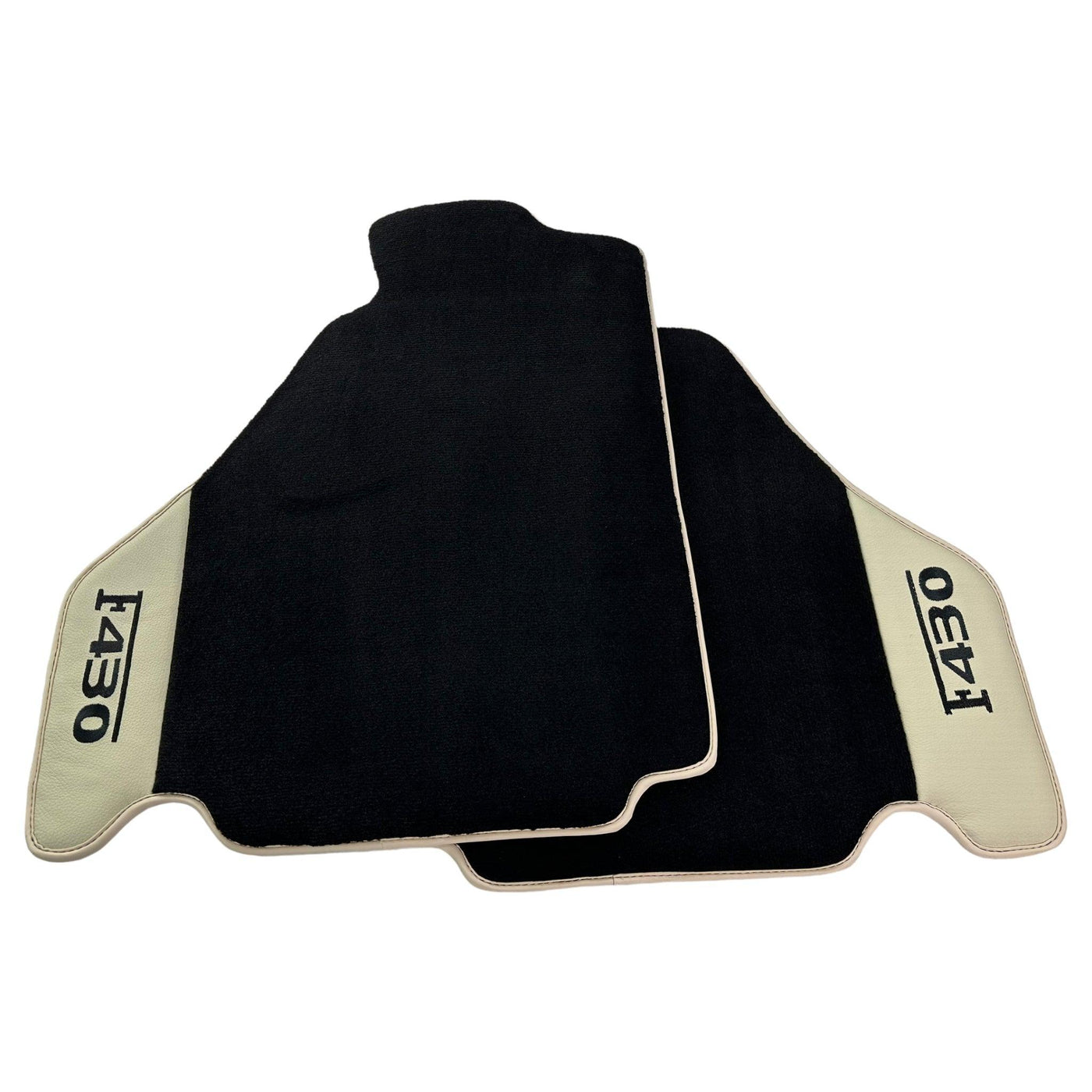 Black Floor Mats For Ferrari F430 2004-2009 With Beige Leather - AutoWin