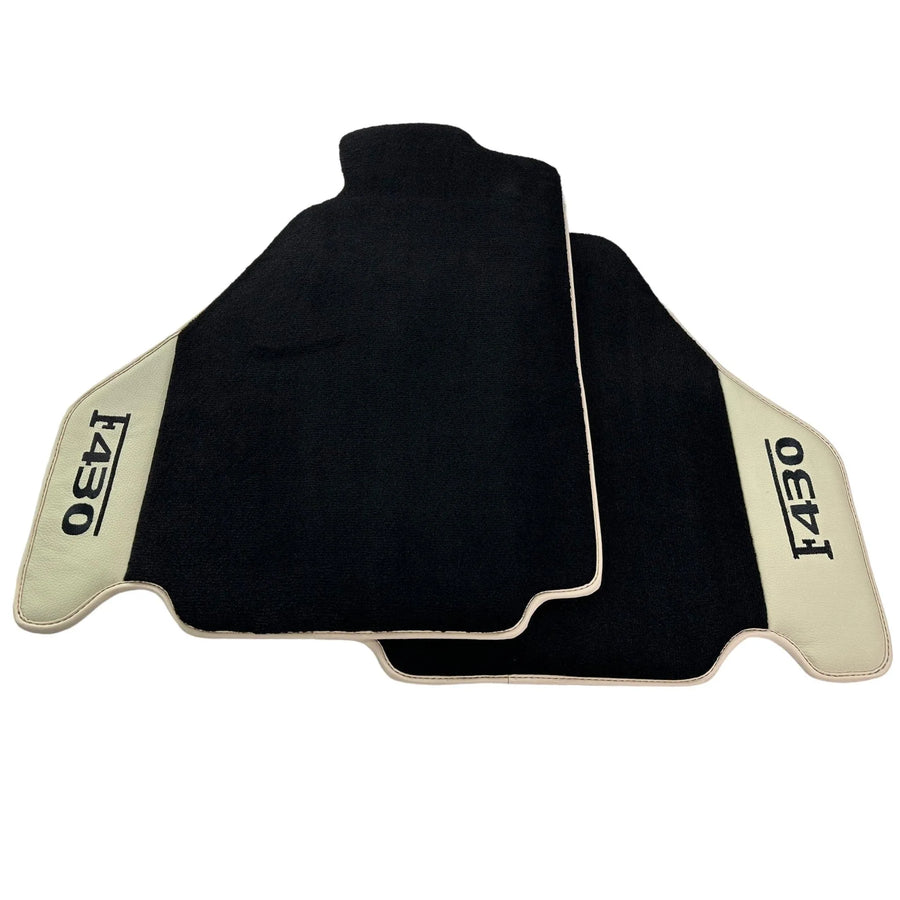 Black Floor Mats For Ferrari F430 2004-2009 With Beige Leather - AutoWin