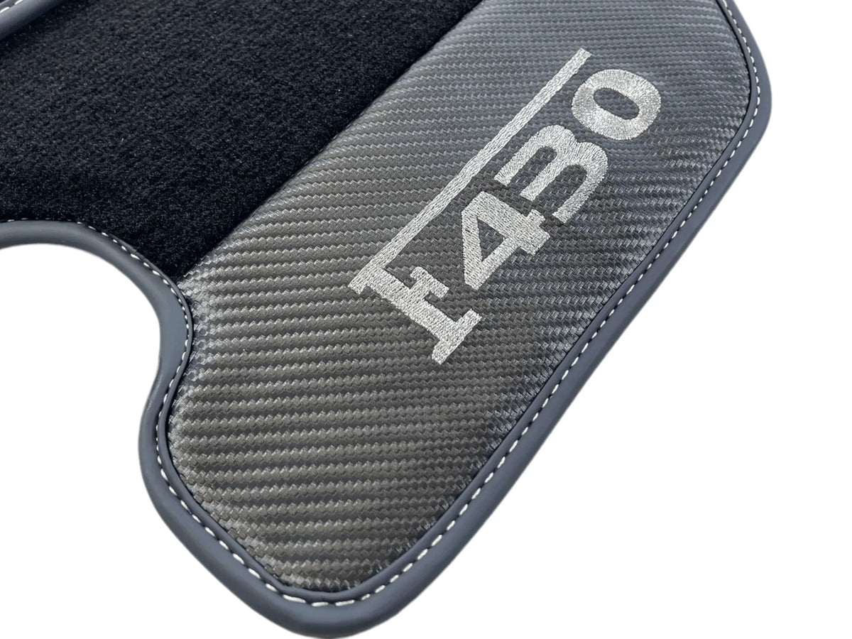 Black Floor Mats For Ferrari F430 2004-2009 With Carbon Fiber Leather - AutoWin