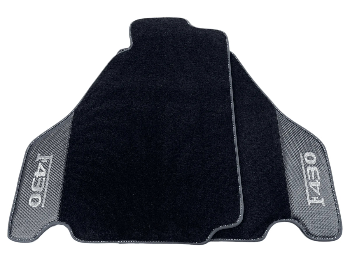 Black Floor Mats For Ferrari F430 2004-2009 With Carbon Fiber Leather - AutoWin