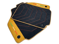 Black Floor Mats For Ferrari F8 Spider 2019-2022 With Tan Alcantara Leather