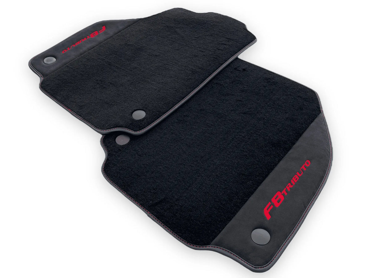 Black Floor Mats For Ferrari F8 Tributo 2019-2022 With Alcantara Leather - AutoWin
