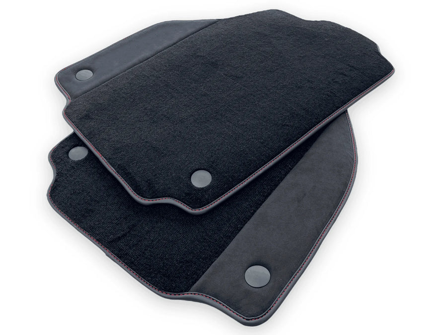 Black Floor Mats For Ferrari F8 Tributo 2019-2022 With Alcantara Leather