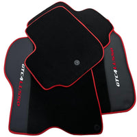 Black Floor Mats For Ferrari GTC4 Lusso (2016-2023) with Leather and Red Trim - AutoWin