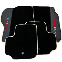 Black Floor Mats For Ferrari GTC4 Lusso (2016-2023) with Leather | Beige Trim - AutoWin