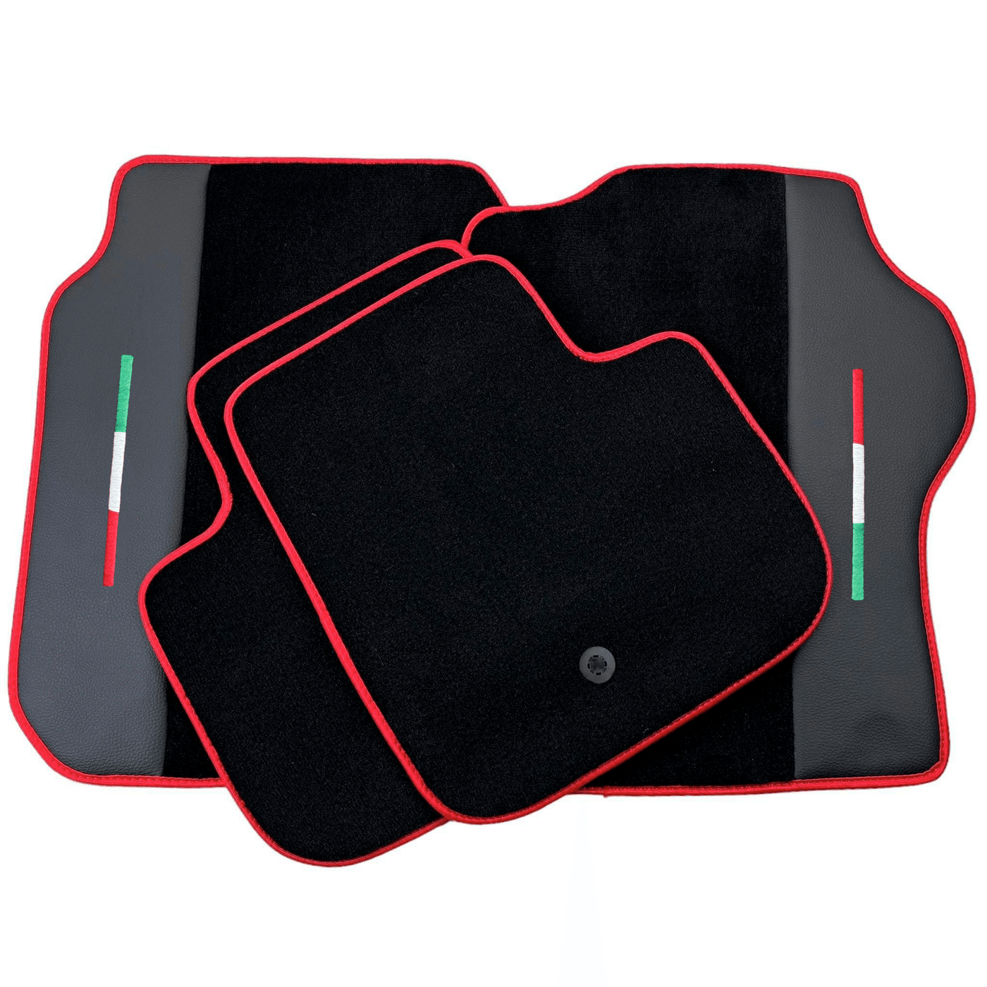 Black Floor Mats for Ferrari GTC4 Lusso with Leather and Red Trim | Right Hand Drive - AutoWin