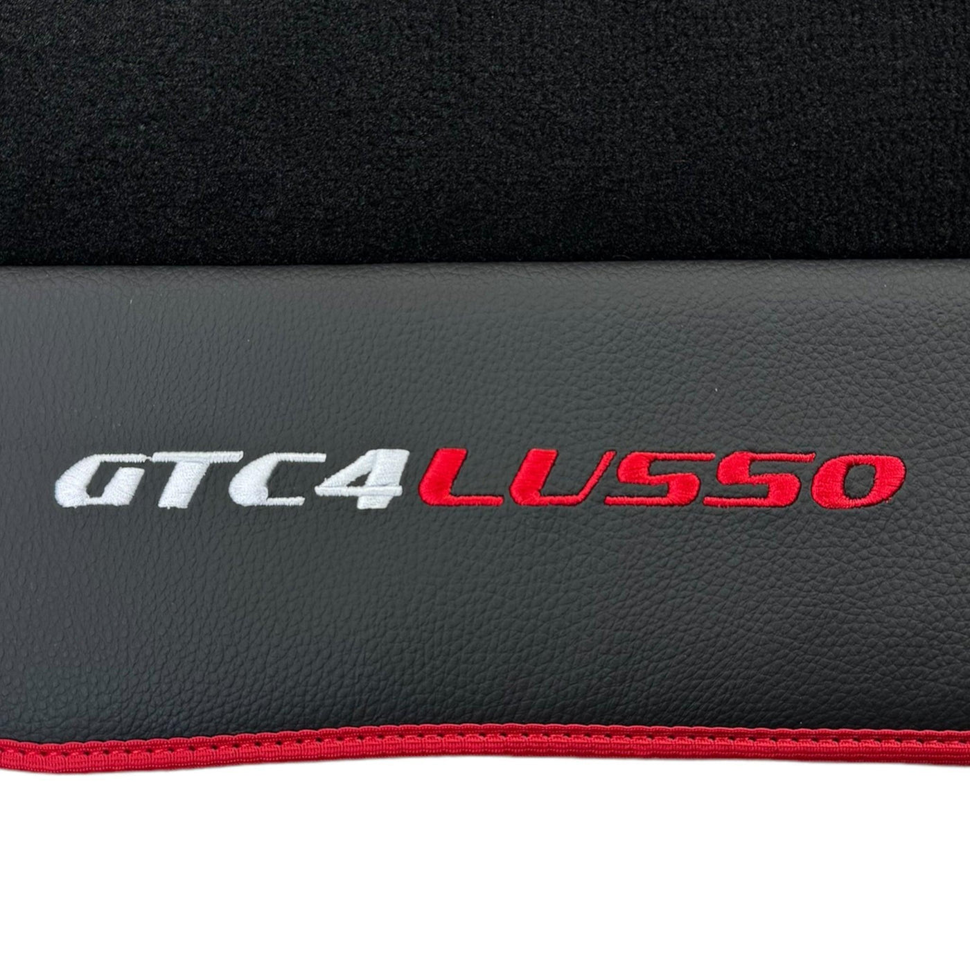Black Floor Mats for Ferrari GTC4 Lusso with Leather and Red Trim | Right Hand Drive - AutoWin