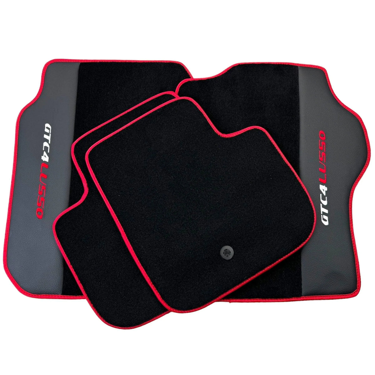 Black Floor Mats for Ferrari GTC4 Lusso with Leather and Red Trim | Right Hand Drive - AutoWin