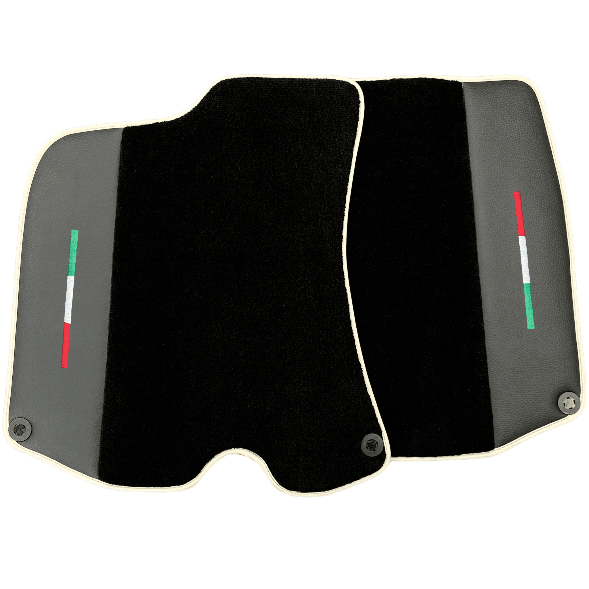 Black Floor Mats For Ferrari Roma (2021-2024) with Leather and Beige Trim - AutoWin