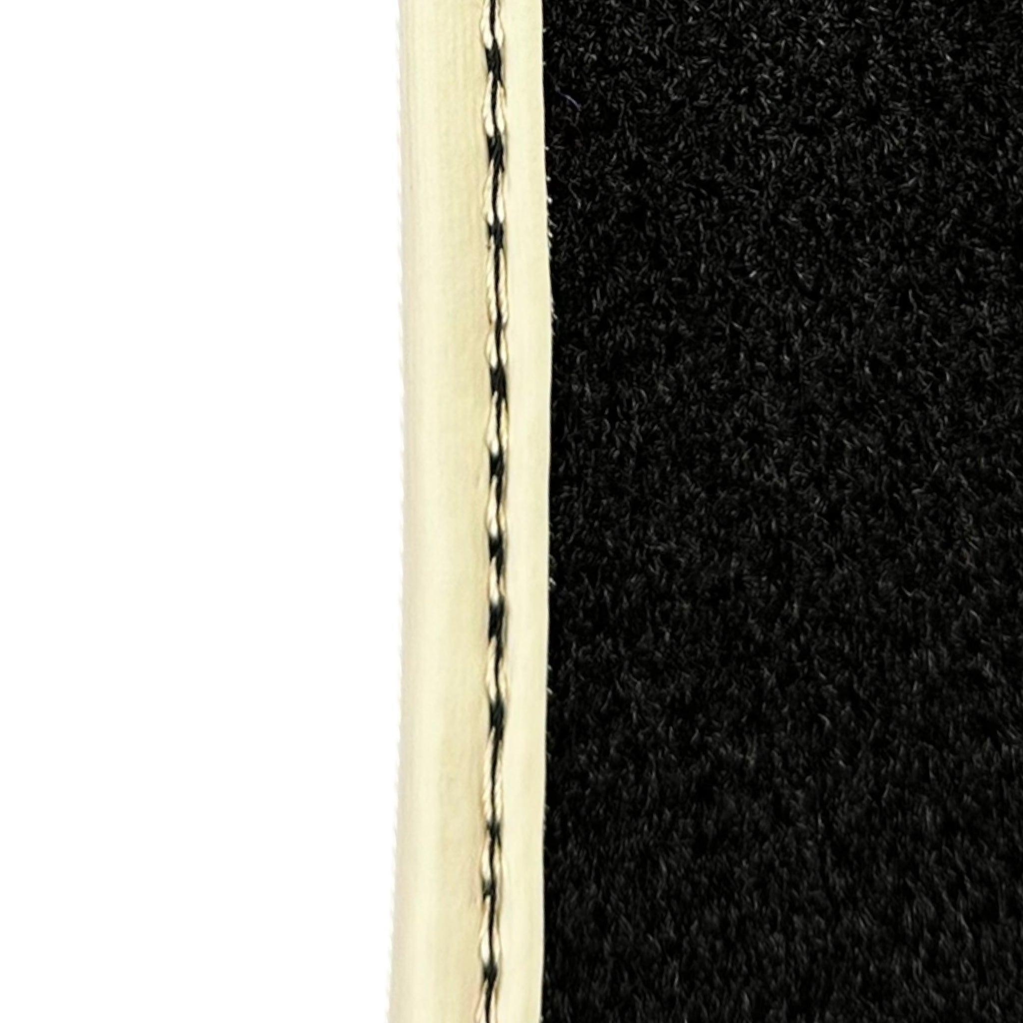 Black Floor Mats For Ferrari Portofino (2018-2023) With Leather and Beige Trim - AutoWin