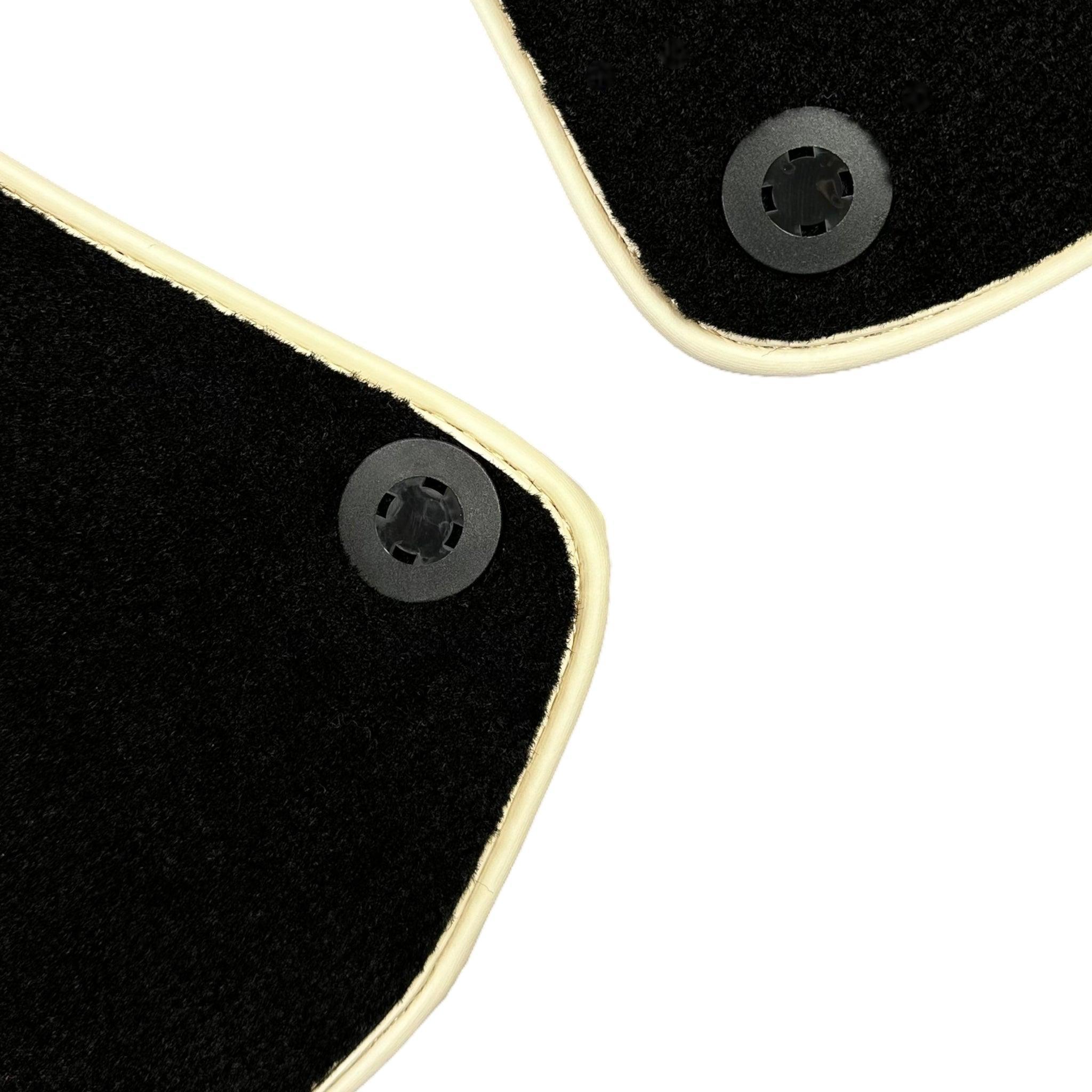 Black Floor Mats For Ferrari Portofino (2018-2023) With Leather and Beige Trim - AutoWin