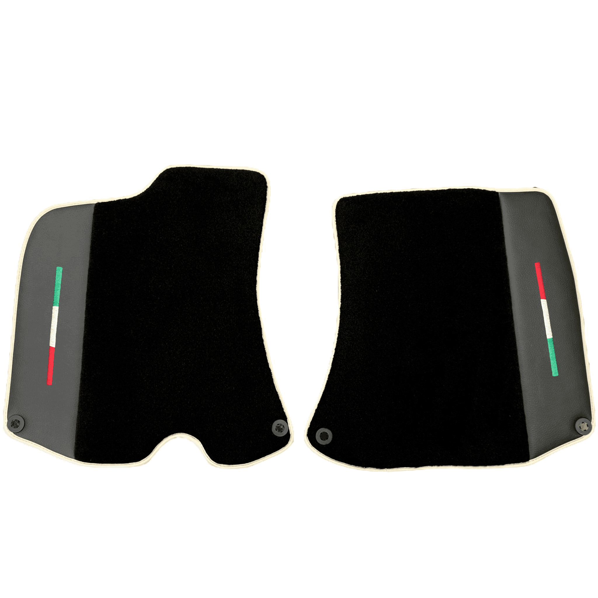 Black Floor Mats For Ferrari Roma (2021-2024) with Leather and Beige Trim - AutoWin