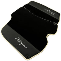 Black Floor Mats For Ferrari Portofino (2018-2023) With Leather and Beige Trim - AutoWin