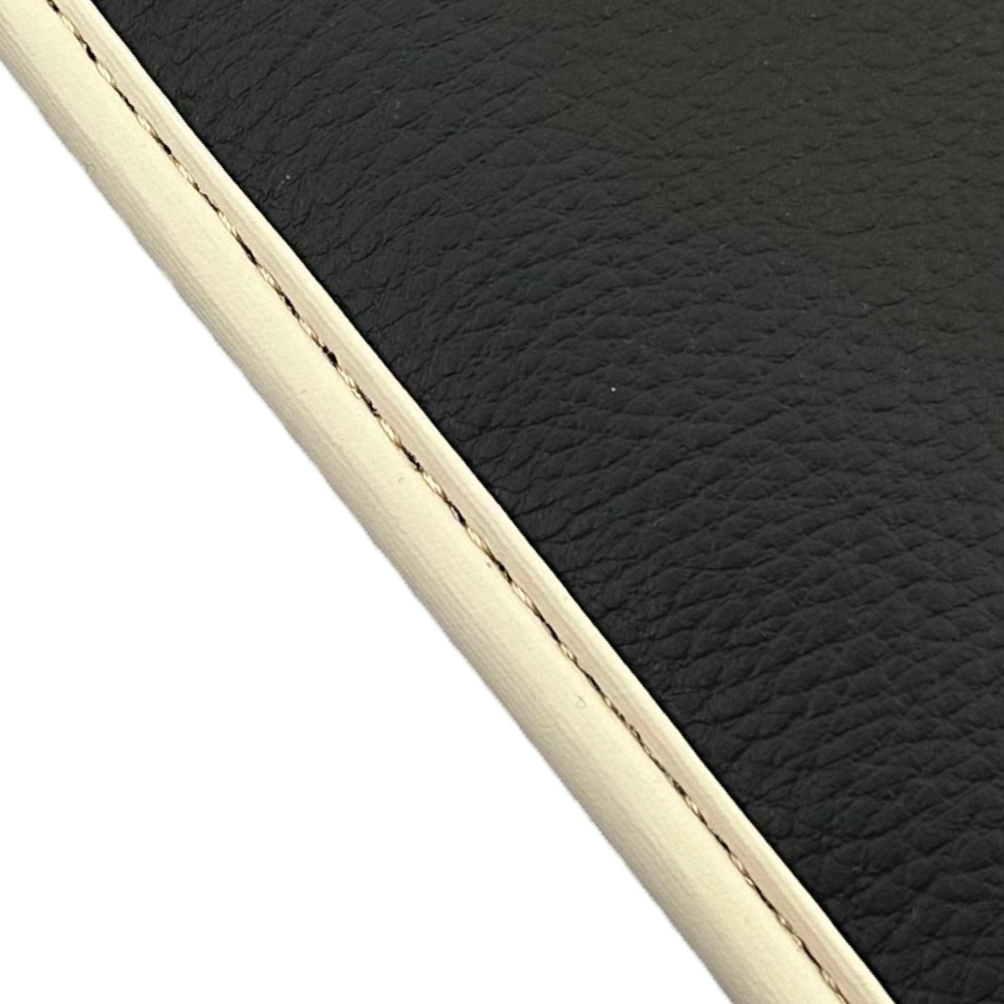 Black Floor Mats For Ferrari Portofino (2018-2023) With Leather and Beige Trim - AutoWin