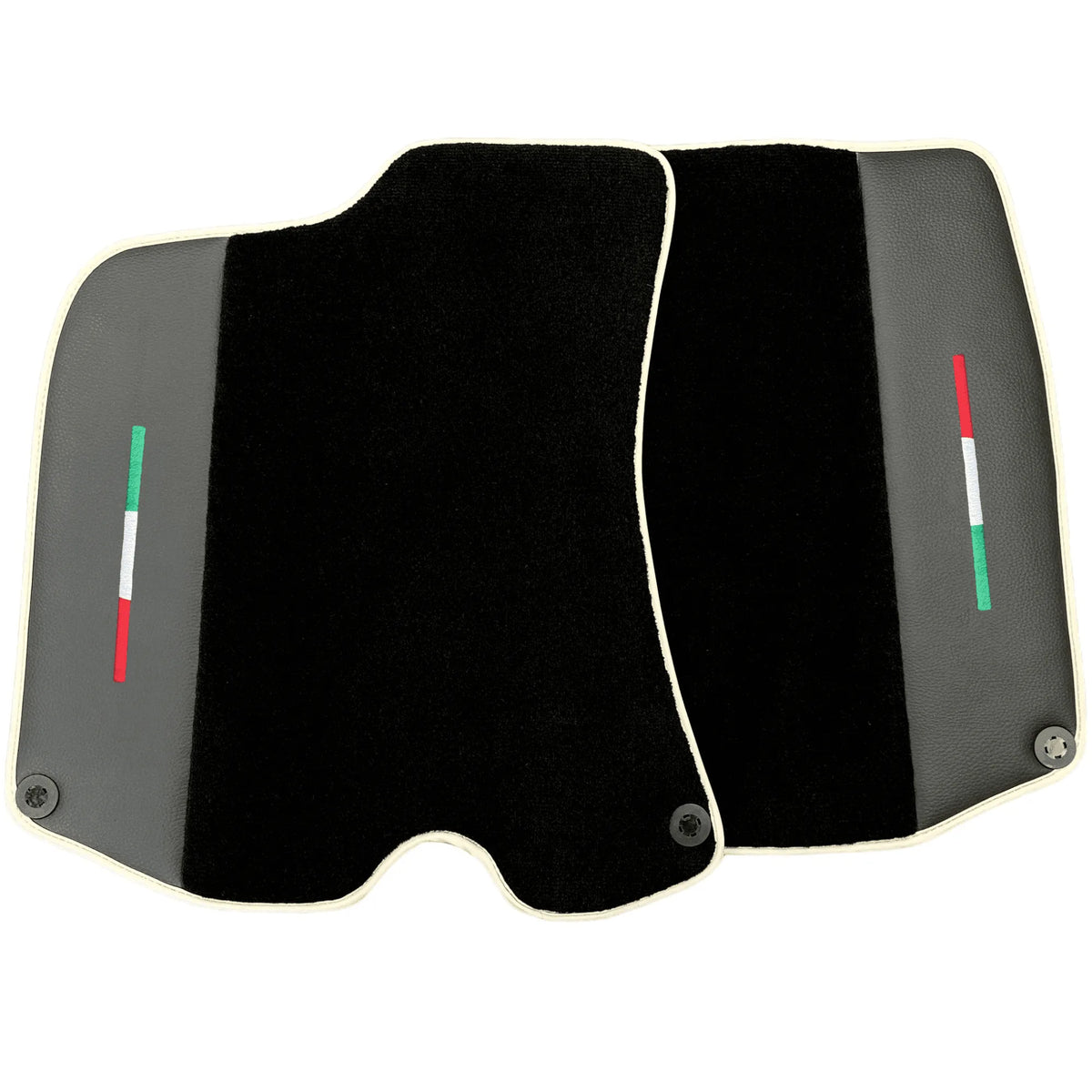 Black Floor Mats For Ferrari Portofino (2018-2023) With Leather and Beige Trim