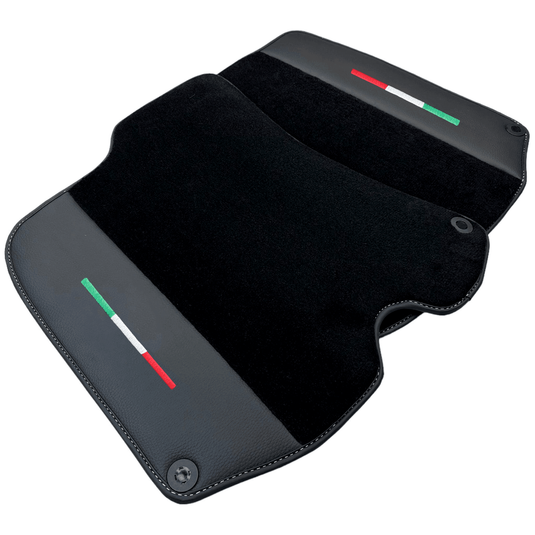 Black Floor Mats for Ferrari Portofino (2018-2023) with Leather - AutoWin