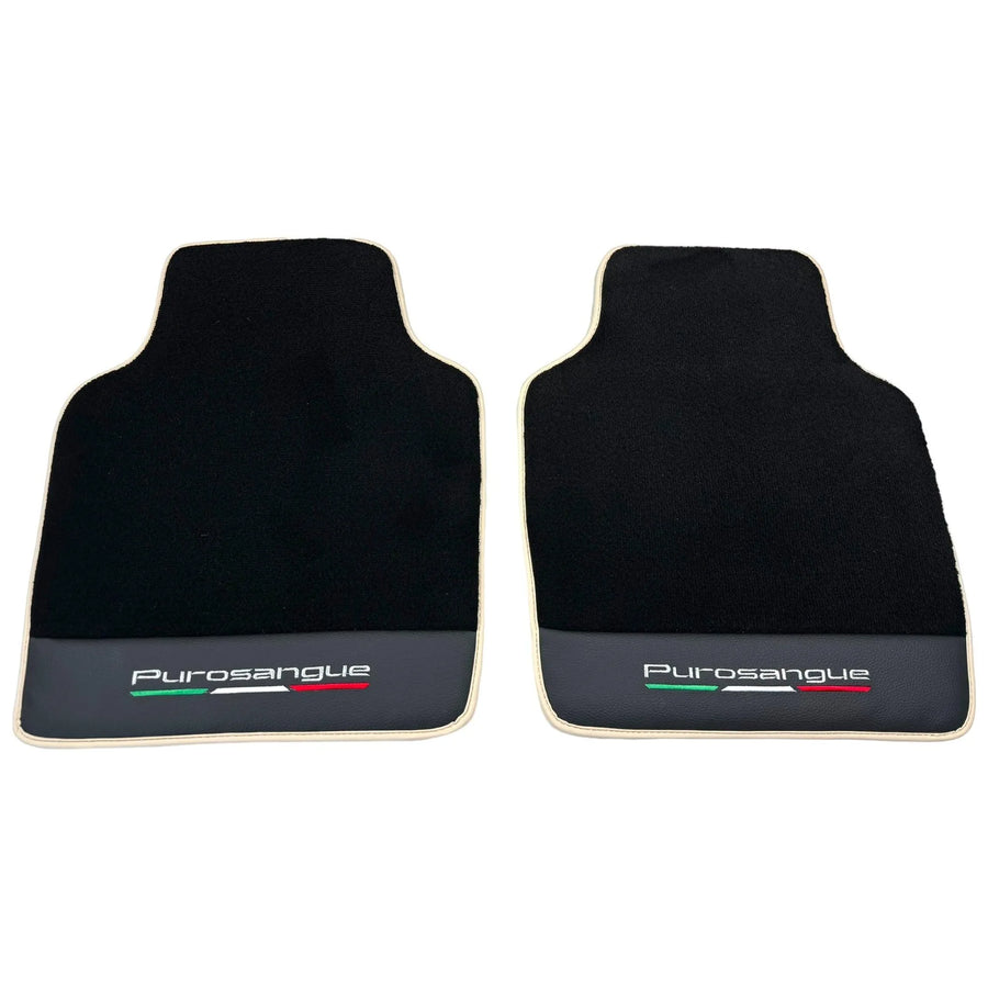 Black Floor Mats for Ferrari Purosangue with Leather and Beige Trim | Italian Edition - AutoWin