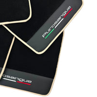 Black Floor Mats for Ferrari Purosangue with Leather and Beige Trim | Italian Edition - AutoWin