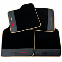 Black Floor Mats for Ferrari Purosangue with Leather and Black Trim | Italian Edition
