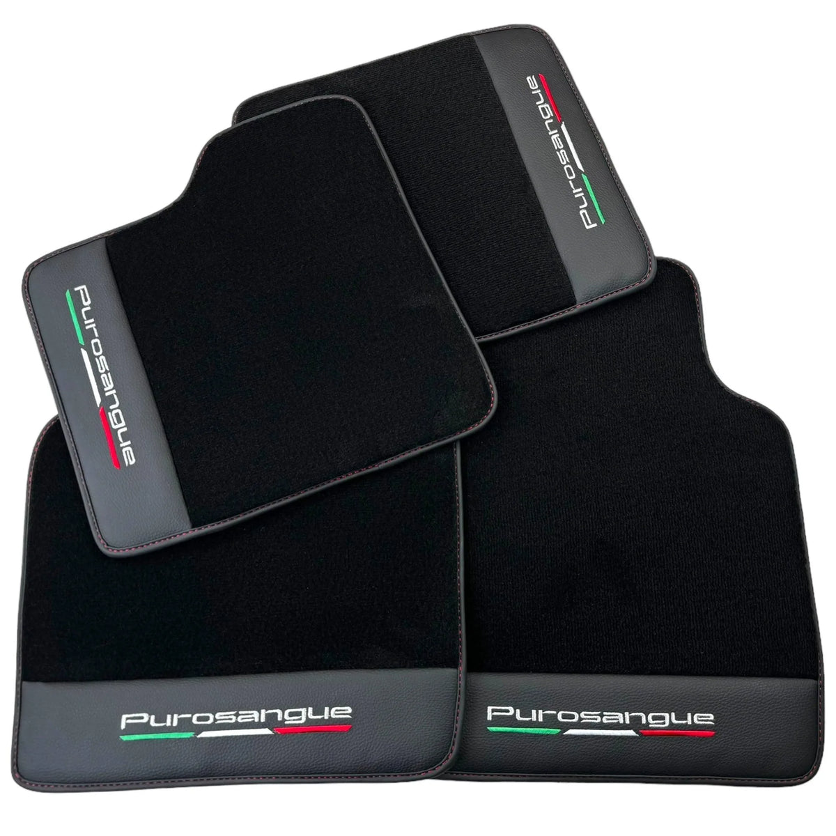 Black Floor Mats for Ferrari Purosangue with Leather and Black Trim | Italian Edition - AutoWin