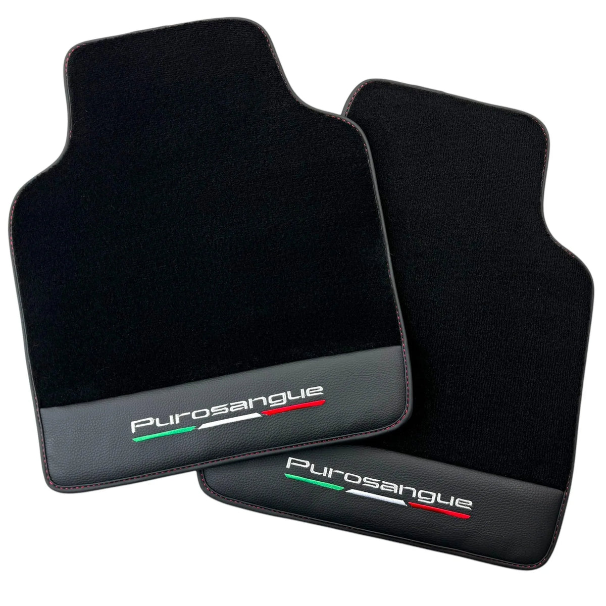 Black Floor Mats for Ferrari Purosangue with Leather and Black Trim | Italian Edition - AutoWin
