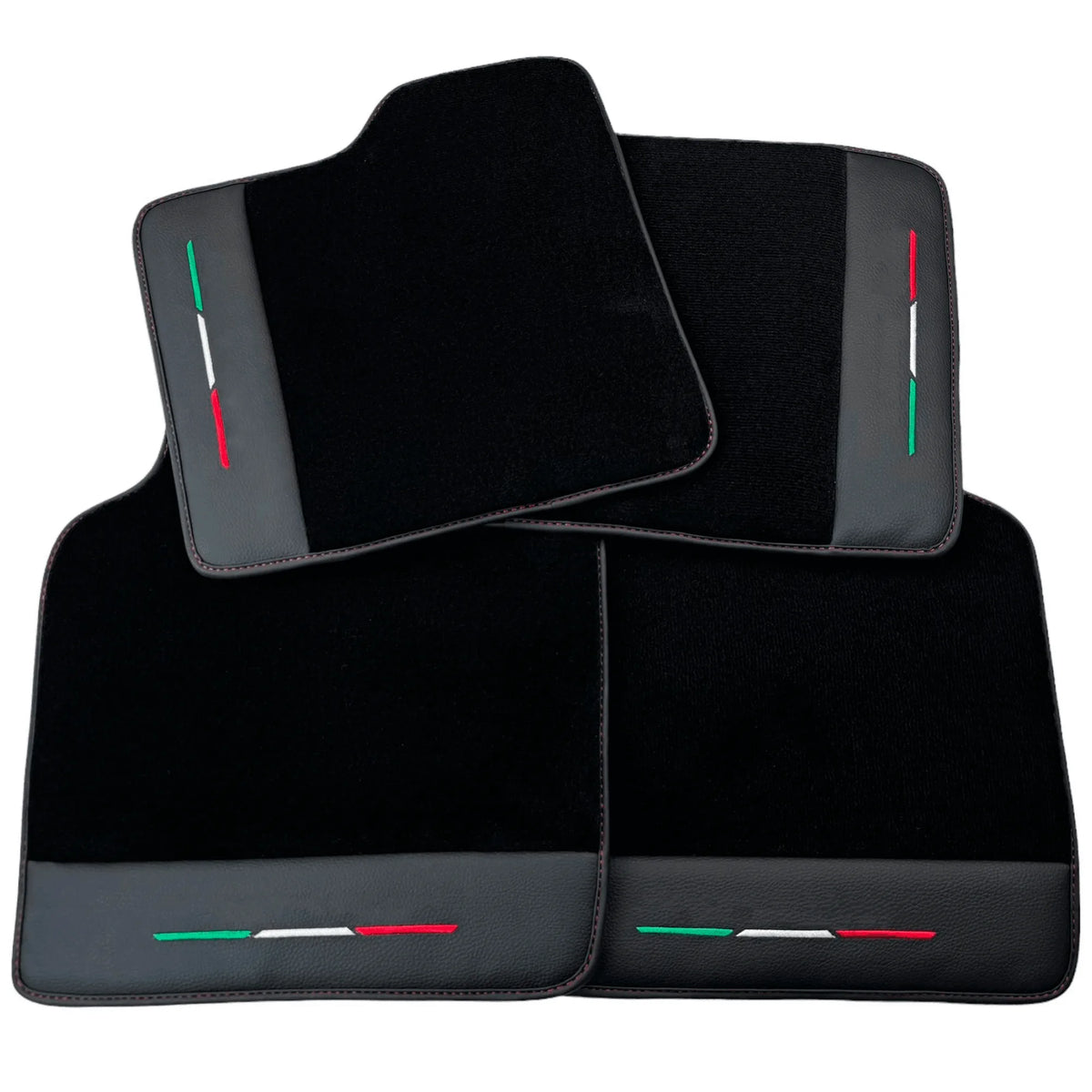 Black Floor Mats for Ferrari Purosangue with Leather and Black Trim | Italian Edition