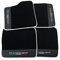 Black Floor Mats for Ferrari Purosangue with Leather and White Trim | Italian Edition - AutoWin