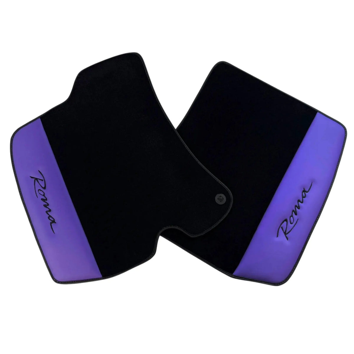 Black Floor Mats for Ferrari Roma (2021-2027) with Purple Leather