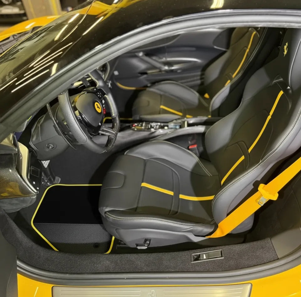 Black Floor Mats for Ferrari SF90 Stradale (2019-2024) with Carbon Fiber | Various Trim Colors
