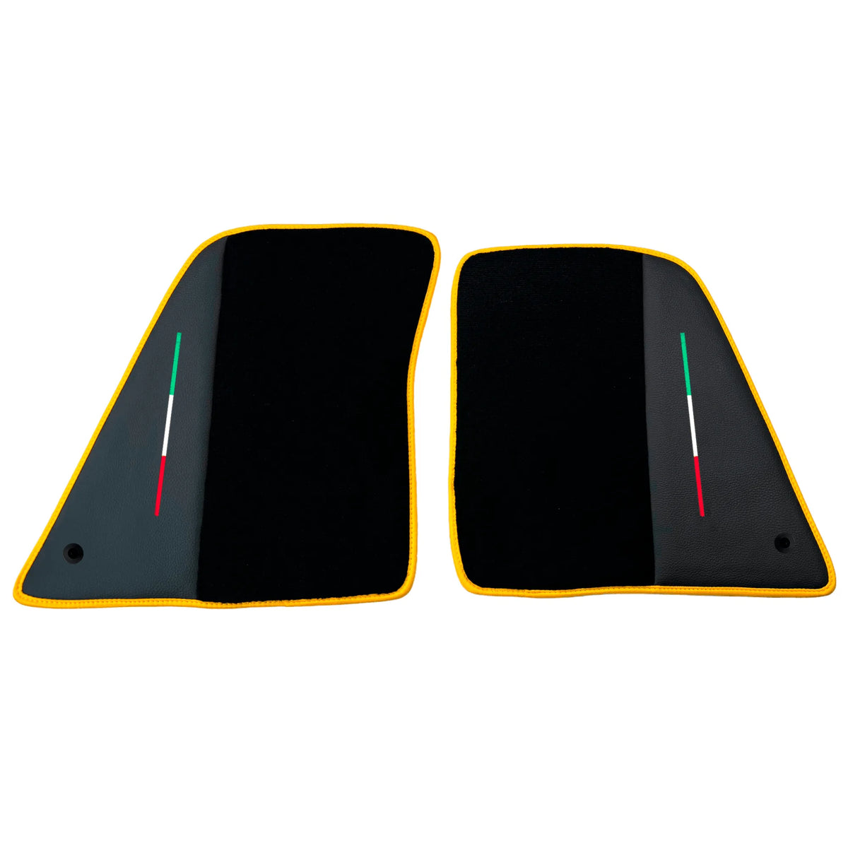 Black Floor Mats for Ferrari SF90 Stradale (2019-2024) with Leather and Yellow Trim - AutoWin