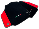 Black Floor Mats For Ferrari 488 GTB (2016-2022) With Red Alcantara Leather - AutoWin
