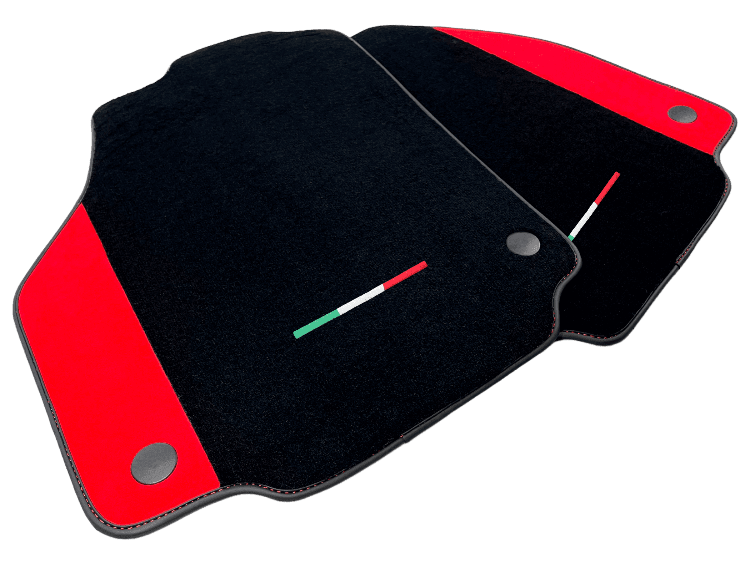 Black Floor Mats For Ferrari 488 GTB (2016-2022) With Red Alcantara Leather - AutoWin