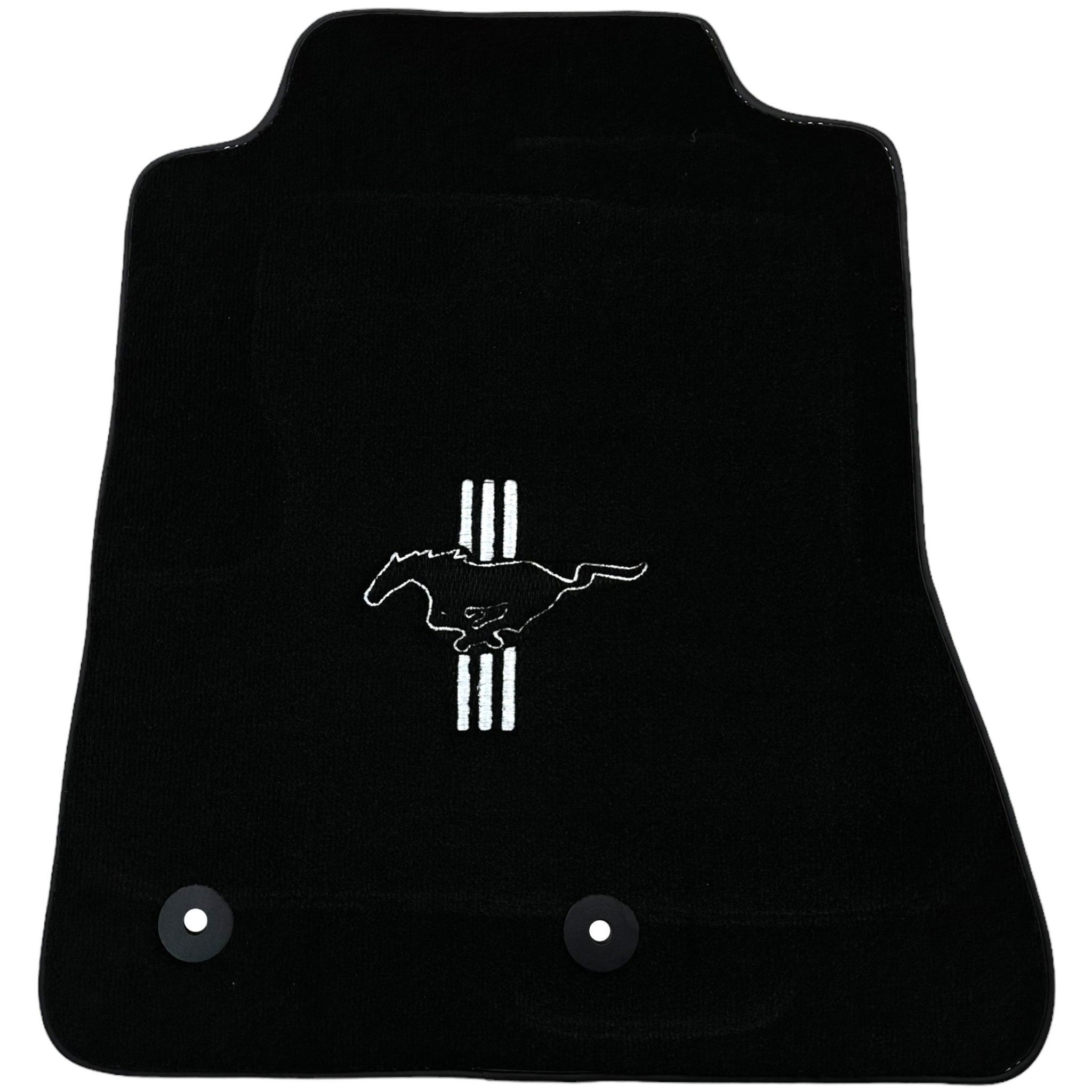 Black Floor Mats For Ford Mustang VI (2015-2023) With Pony - AutoWin