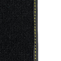 Black Floor Mats for Lamborghini Aventador S with Yellow Alcantara Leather - AutoWin
