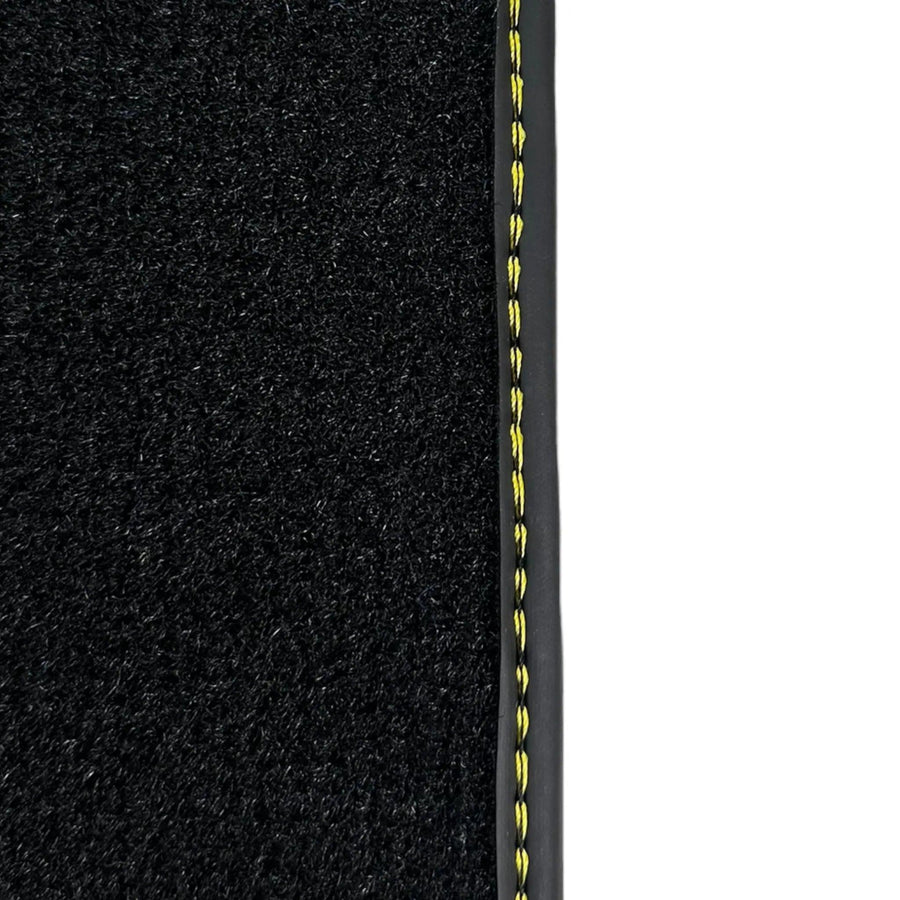 Black Floor Mats for Lamborghini Aventador S with Yellow Alcantara Leather - AutoWin