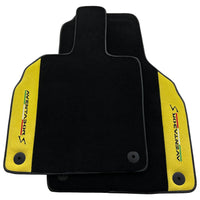 Black Floor Mats for Lamborghini Aventador S with Yellow Alcantara Leather - AutoWin