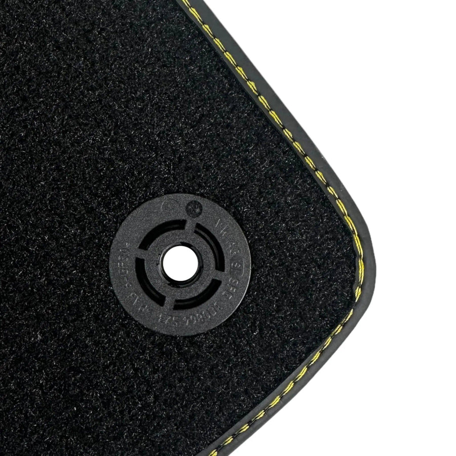 Black Floor Mats for Lamborghini Aventador S with Yellow Alcantara Leather - AutoWin
