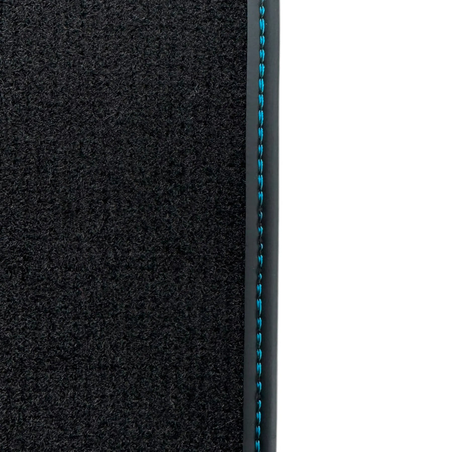Black Floor Mats for Lamborghini Aventador SVJ with Blue Leather