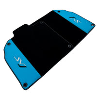 Black Floor Mats for Lamborghini Aventador SVJ with Blue Leather