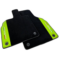 Black Floor Mats for Lamborghini Aventador With Green Leather - AutoWin