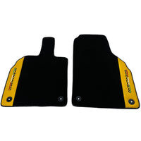 Black Floor Mats for Lamborghini Aventador with Yellow (Giallo Taurus) Nappa Leather - AutoWin