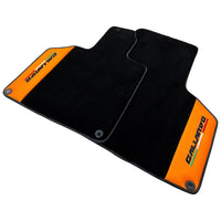 Black Floor Mats for Lamborghini Gallardo With Orange Arancia Leonis Nappa Leather - AutoWin