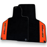 Black Floor Mats for Lamborghini Gallardo With Orange Arancia Mira Nappa Leather - AutoWin