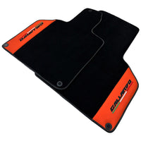 Black Floor Mats for Lamborghini Gallardo With Orange Arancia Mira Nappa Leather - AutoWin