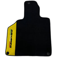 Black Floor Mats for Lamborghini Gallardo With Yellow Alcantara Leather - AutoWin
