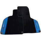 Black Floor Mats for Lamborghini Huracan 2014-2023 With Blue Alcantara Leather - AutoWin
