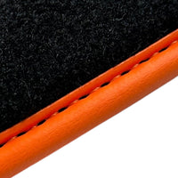 Black Floor Mats for Lamborghini Huracan (2014-2023) with Orange Leather Trim - AutoWin