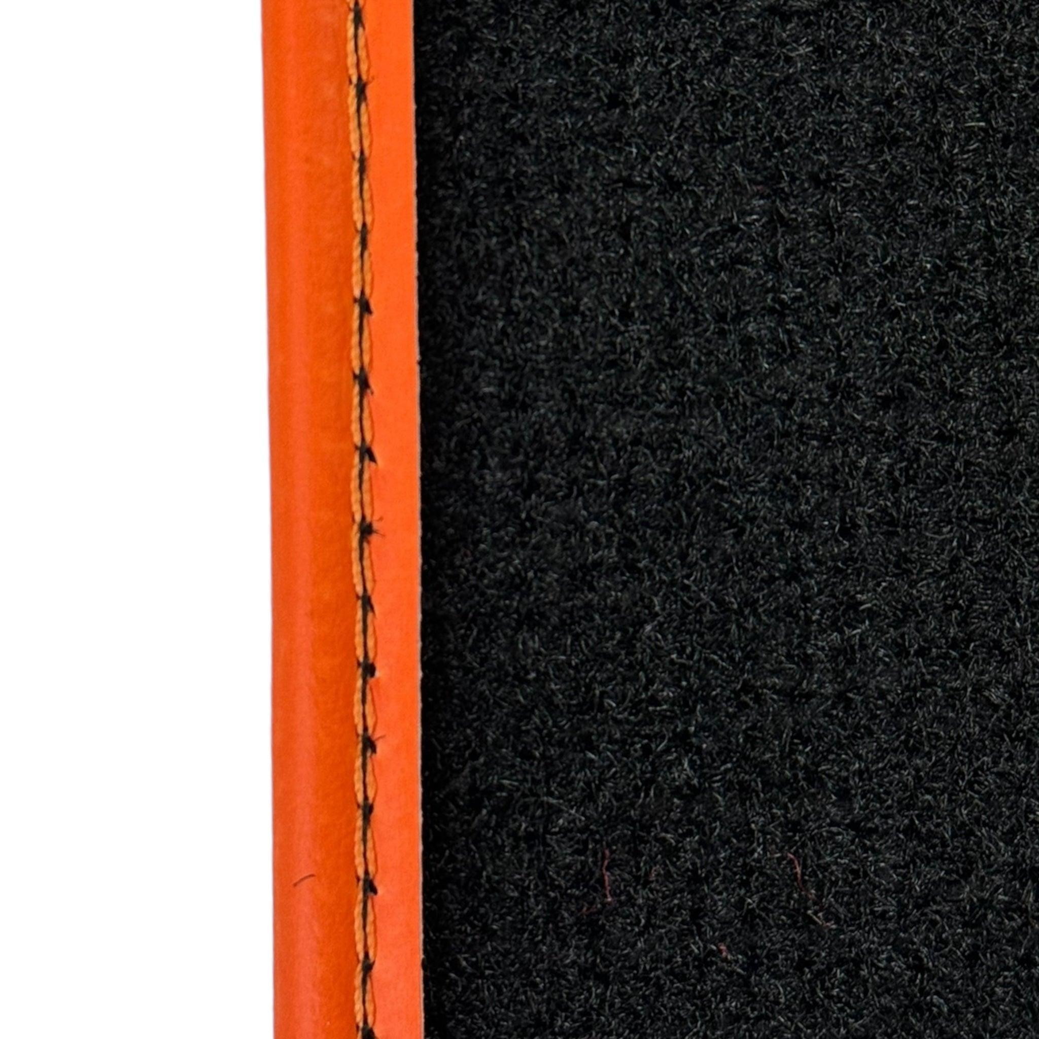 Black Floor Mats for Lamborghini Huracan (2014-2023) with Orange Leather Trim - AutoWin