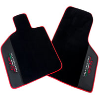 Black Floor Mats for Lamborghini Huracan STO with Carbon Fiber Leather | Red Trim