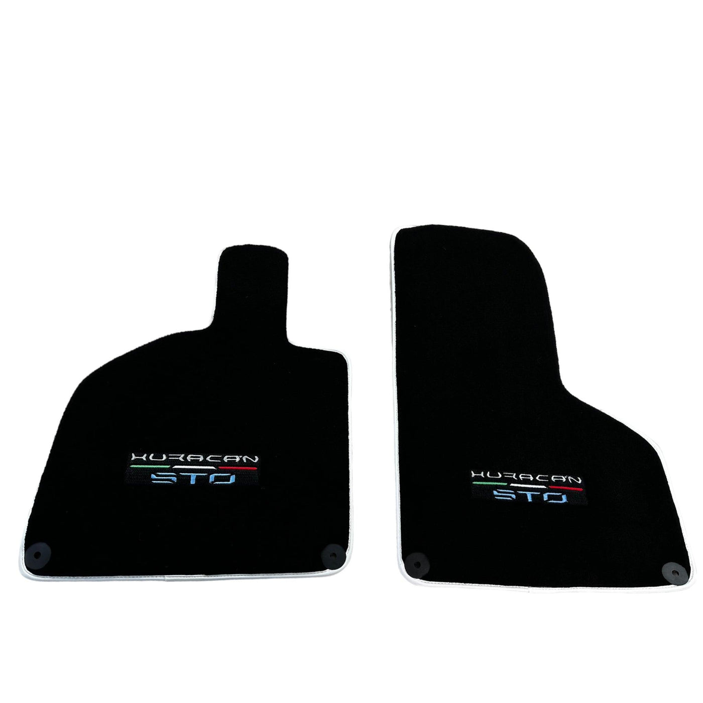 Custom Black Floor Mats for Lamborghini Huracan STO - White Trim